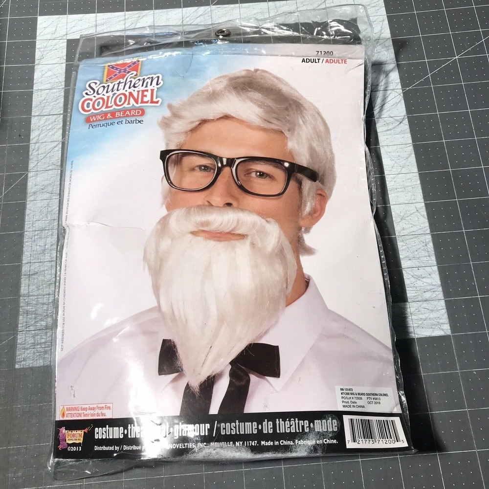 Southern Colonel Wig & Beard Set White Synthetic Hair Costume Character Set